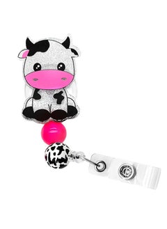Badge Holder Retractable Clip Cute Cow Badge Reel Holder Retractable Clip Cute Funny Cow Id Clip Badge Reels Retractable For Nurses Medical Assistant Hospital Women Badge Accessories