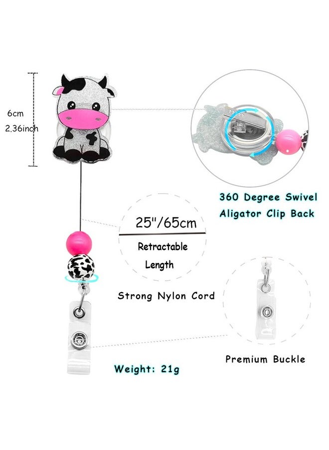 Sopopal - Badge Holder Retractable Clip Cute Cow Badge Reel Holder Retractable Clip Cute Funny Cow Id Clip Badge Reels Retractable For Nurses Medical Assistant Hospital Women Badge Accessories - Image 1