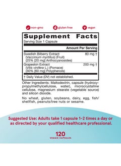 jarrow formulas Bilberry + Grapeskin Polyphenols 280 Mg 120 Veggie Capsules Dietary Supplement Supports Vision & Eye Health Up To 120 Servings (Packaging May Vary)  - Image 4