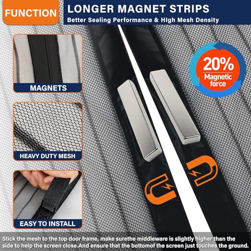 Mdavo Magnetic Screen Door, Keep Bugs Out, Pet & Kid Friendly，Works with Front Doors, Sliding Doors,Fit Door Size 30 x 80 Inches - Image 4