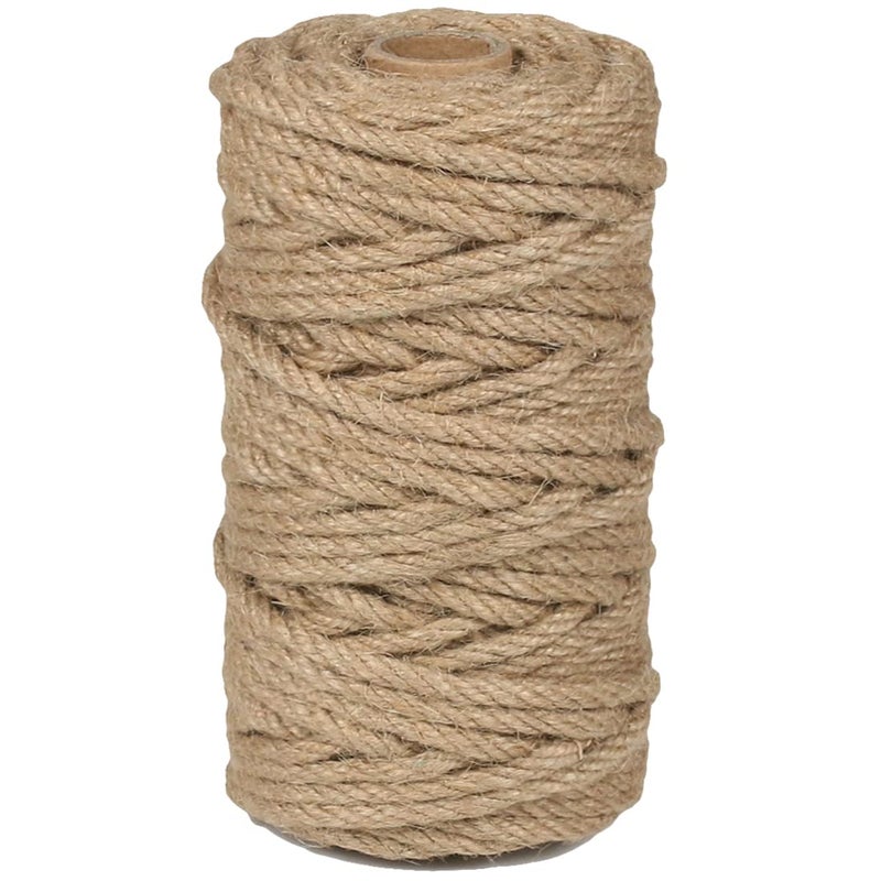 PerkHomy 4mm Jute Rope 120 Feet Twisted Heavy Duty and Thick Twine Rope for Cat Scratcher Scratching Post Tree Craft Projects Gardening Home Decoration Packing Bundling 120FT 4mm