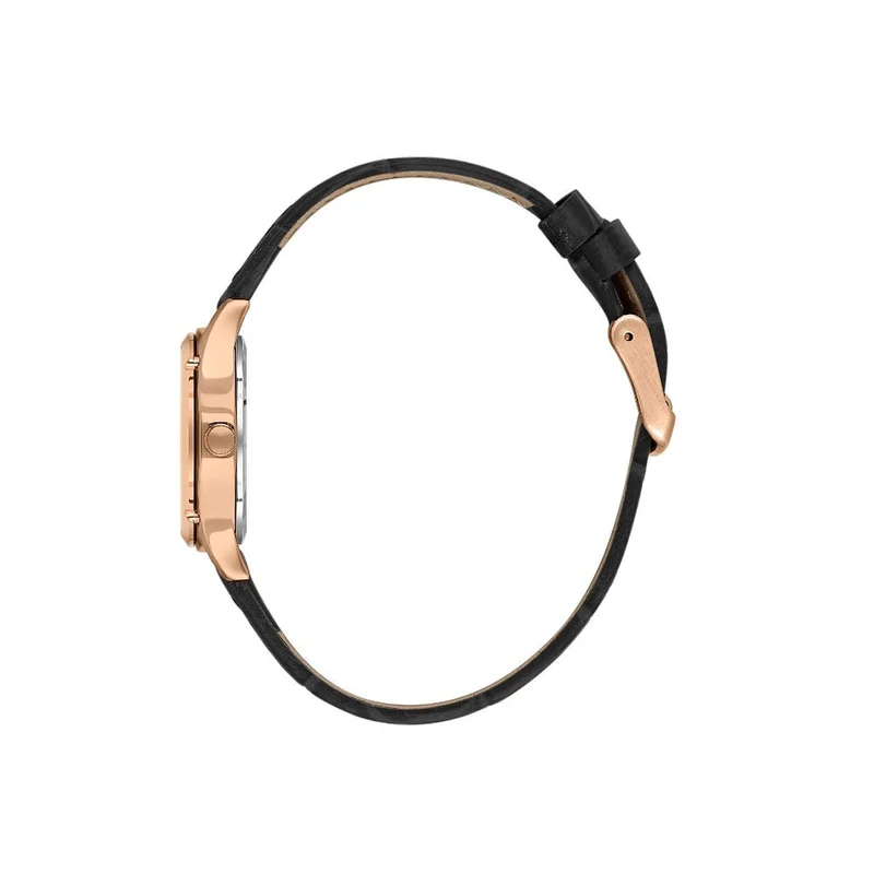 DANIEL KLEIN Women's Leather Rose Gold Brass Case Analog Silver Round Emboss Dial Japanese Quartz Premium 30 Meters Water Resistant