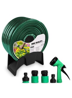 Generic 15-Meter Garden Hose Set with Thread Connectors and Sprayer - Lightweight and Durable, No-Kink with High-Performance Connectors, Lead-Free, Drinking Water Safe  - Image 1