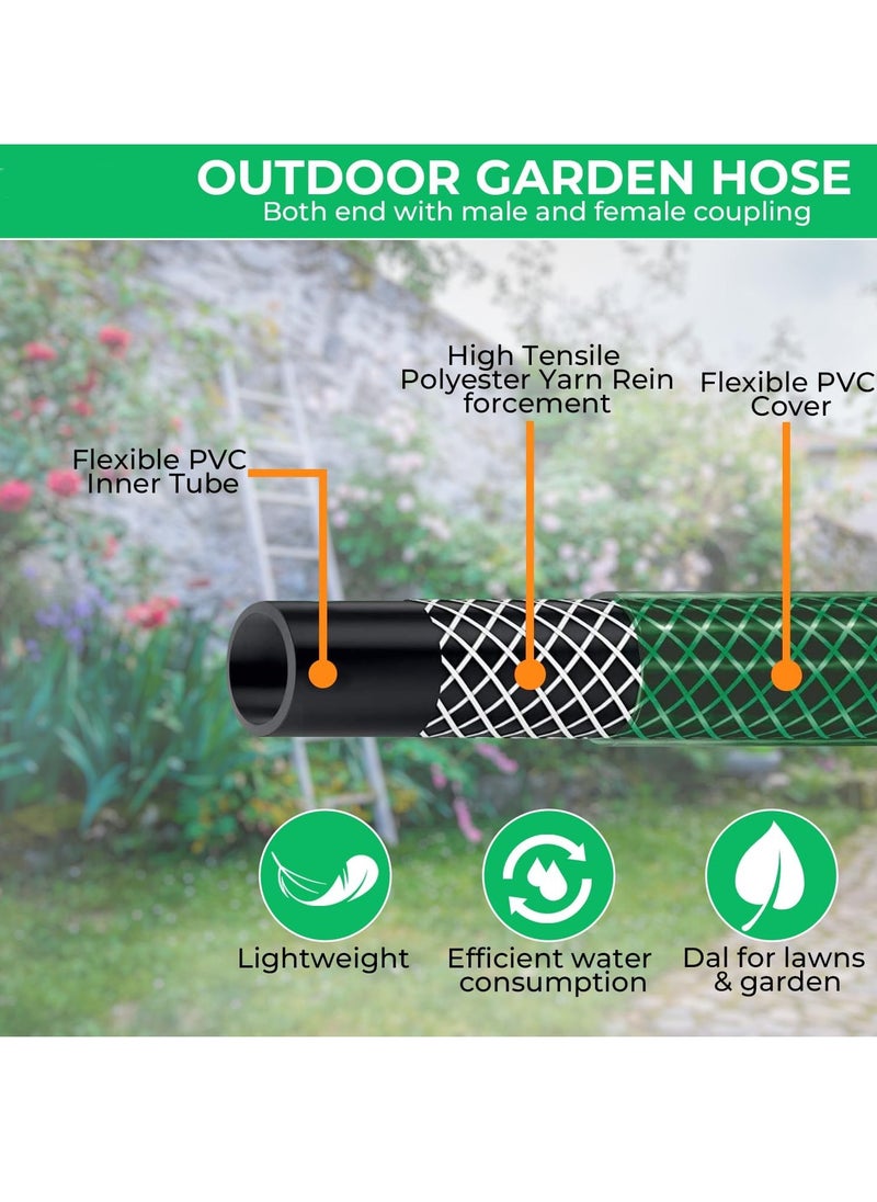 Generic - 15-Meter Garden Hose Set with Thread Connectors and Sprayer - Lightweight and Durable, No-Kink with High-Performance Connectors, Lead-Free, Drinking Water Safe - Image 1