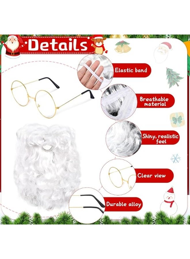 5 Pcs Christmas Santa Costume Set White Santa Claus Wig and Beard Christmas Hat Glasses and Gloves for Christmas Cosplay Party Photo Prop - Image 2