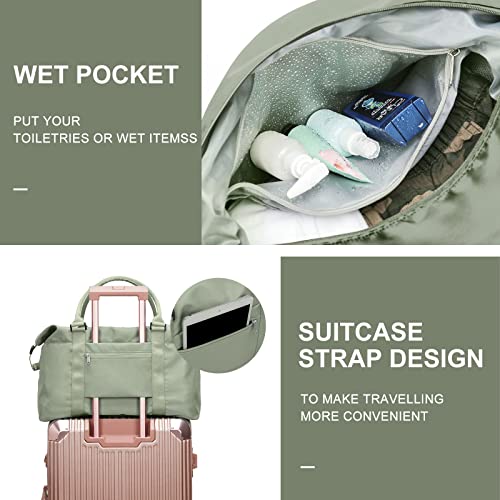 BJLFS Womens travel bags, weekender carry on for women, sports Gym Bag, workout duffel bag, overnight shoulder Bag fit 15.6 inch Laptop Large Light Green - Image 3
