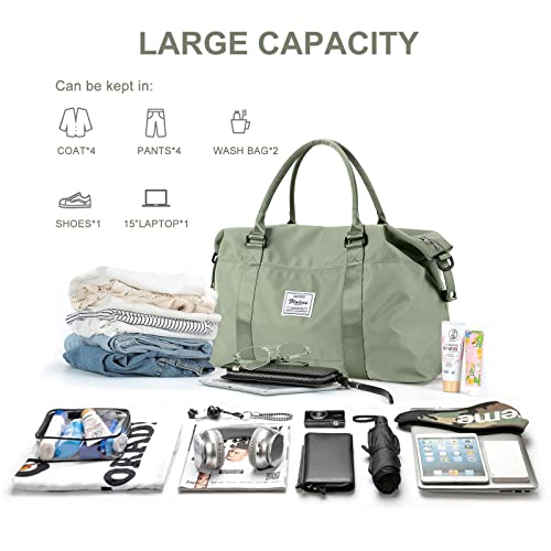 BJLFS Womens travel bags, weekender carry on for women, sports Gym Bag, workout duffel bag, overnight shoulder Bag fit 15.6 inch Laptop Large Light Green - Image 4