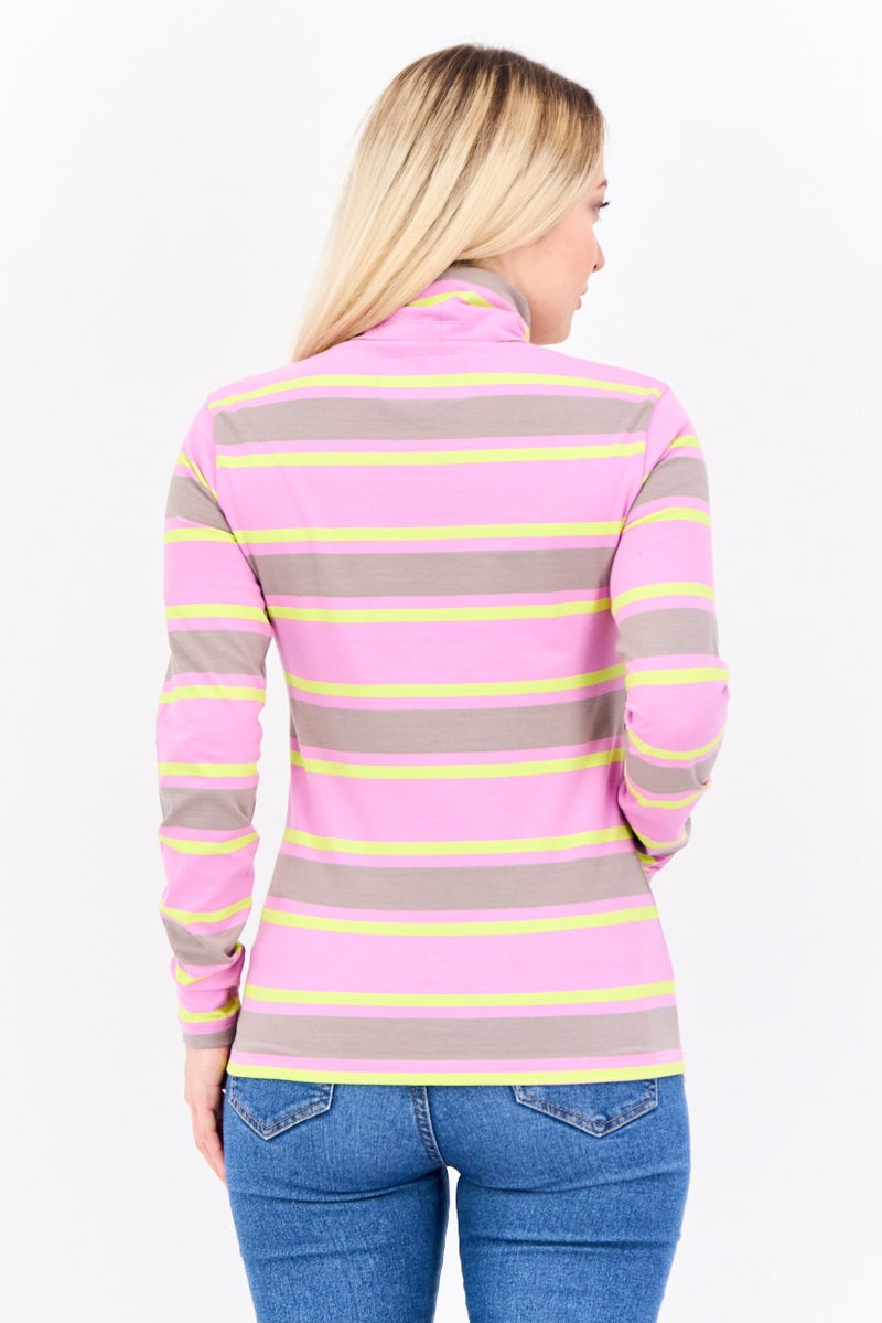 Lyle & Scott Women High Neck Long Sleeve Stripe Top, Multicolor - Image 3