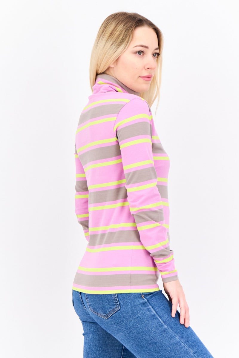 Lyle & Scott Women High Neck Long Sleeve Stripe Top, Multicolor - Image 2