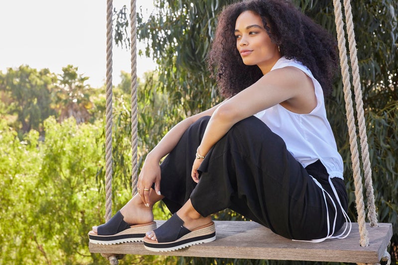 TOMS Women’s Diana Mule Wedge Sandal, Comfortable Slip-On with Cushioned Midsole & Wedge Heel for Day-to-Night Wear - Black Heavy Canvas - 7.5 - Image 2