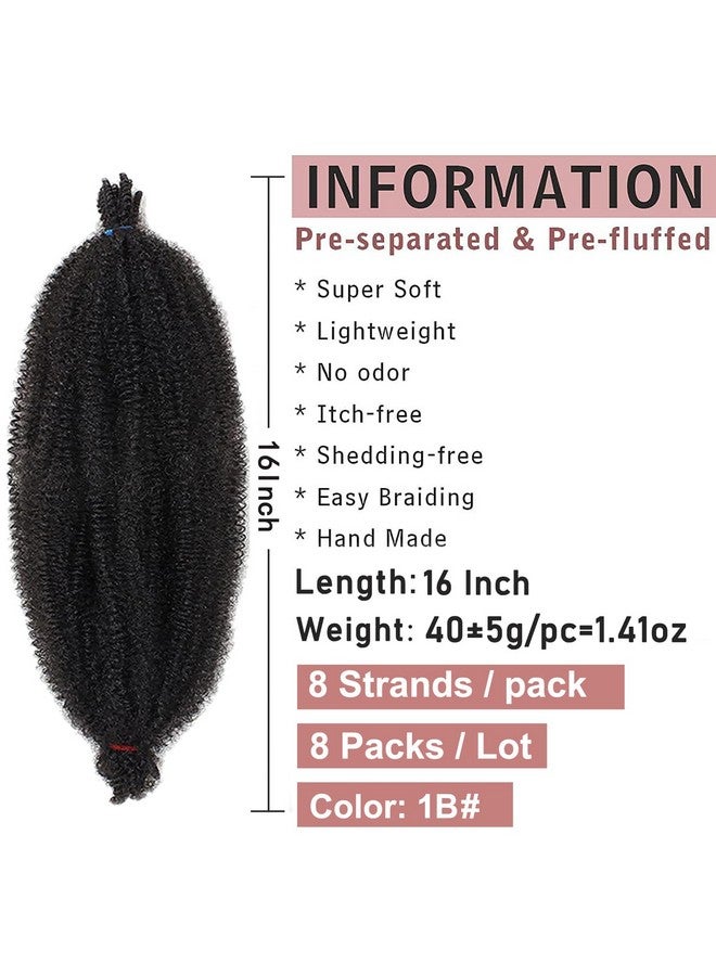 Xtrend 16 Inch Pre-Separated Springy Afro Twist Hair 8 Packs Spring Twist Hair For Distressed Soft Locs Natural Black Marley Twist Crochet Braiding Hair Synthetic Hair Extensions (8 Strands/Pack,1B#) - Image 2