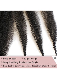 Xtrend 16 Inch Pre-Separated Springy Afro Twist Hair 8 Packs Spring Twist Hair For Distressed Soft Locs Natural Black Marley Twist Crochet Braiding Hair Synthetic Hair Extensions (8 Strands/Pack,1B#)  - Image 3