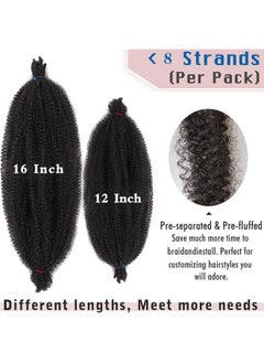 Xtrend 16 Inch Pre-Separated Springy Afro Twist Hair 8 Packs Spring Twist Hair For Distressed Soft Locs Natural Black Marley Twist Crochet Braiding Hair Synthetic Hair Extensions (8 Strands/Pack,1B#)  - Image 4