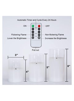 KASTWAVE LED Flameless Candles, Clear Glass Flameless Candles with Timer, Remote Control, LED Pillar Candles, Pure White Wax, D3 H4 5" 6", Real Wax Candles Warm Color Flickering Light for Home Decor (3PCS)  - Image 3