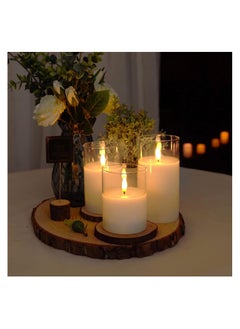 KASTWAVE LED Flameless Candles, Clear Glass Flameless Candles with Timer, Remote Control, LED Pillar Candles, Pure White Wax, D3 H4 5" 6", Real Wax Candles Warm Color Flickering Light for Home Decor (3PCS)  - Image 4
