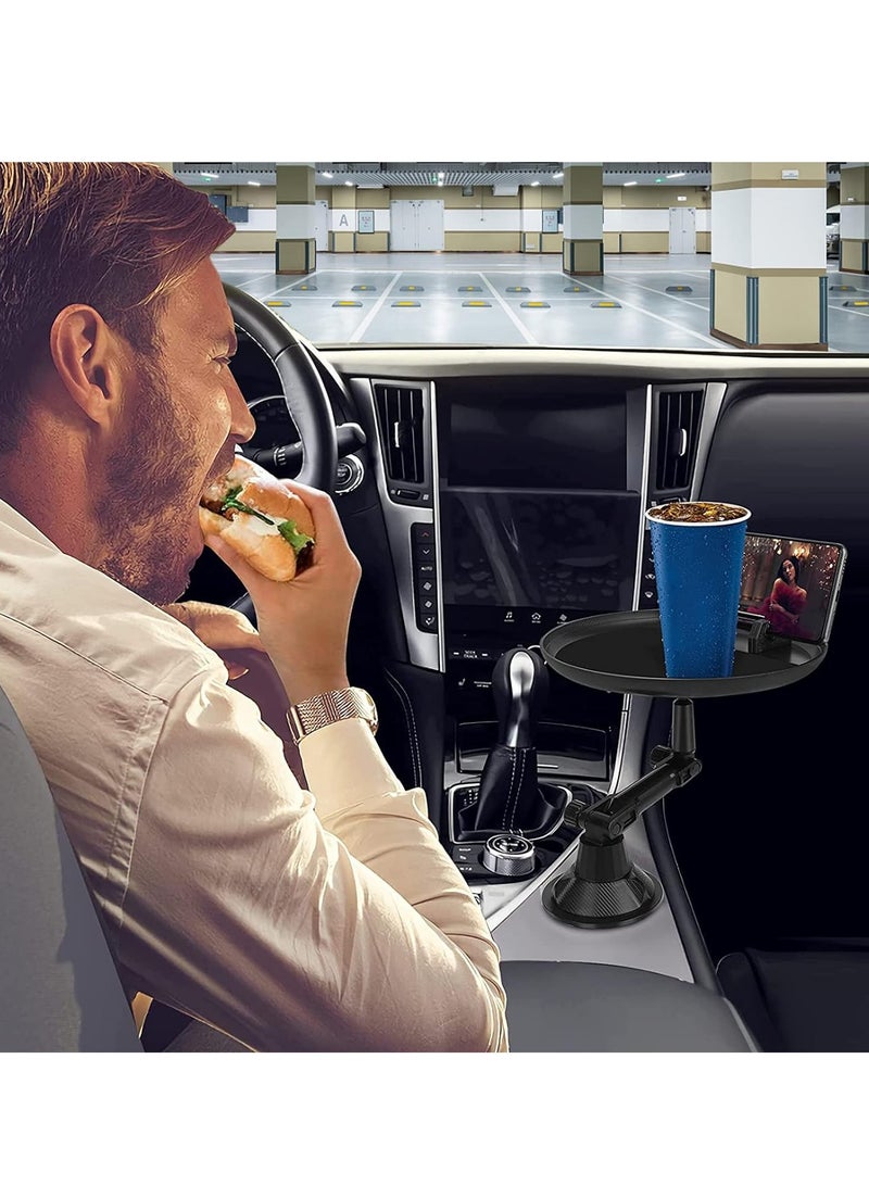 ELTRAZONE Car Cup Holder Tray for Car Adjustable Car Tray Table with Surface, Phone Slot, and 360° Swivel Arm Car Food Table for Cup Holders Tray Fits Vehicle,Golf Cart, SUV and All Cars Black - Image 2