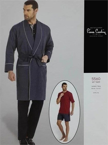 بيير كاردان 5560 Navy Blue Groom Suit and Suit 5 Piece Pajama Set