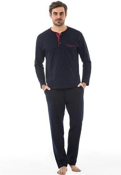 بيير كاردان 5560 Navy Blue Groom Suit and Suit 5 Piece Pajama Set