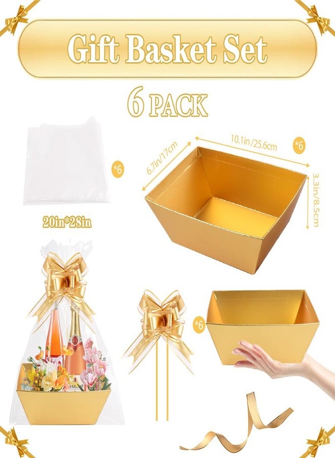 Orchidleaf Basket for Gifts Empty Gold Empty for Basket Empty to Fill Gifts Bulk DIY Empty Gift Suitable for Mother's Day Christmas Wedding Birthday Party (6) - Image 2
