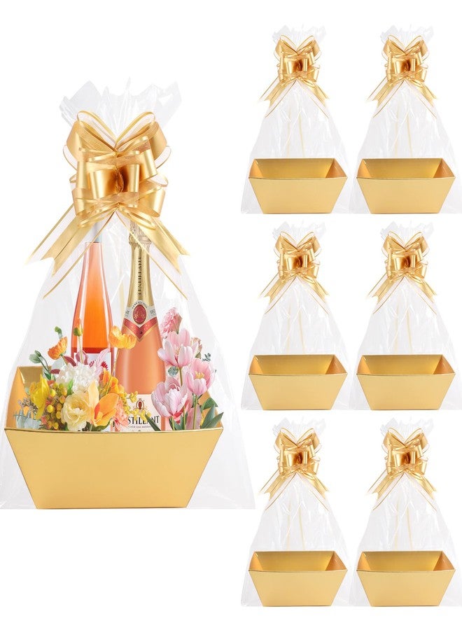 Orchidleaf Basket for Gifts Empty Gold Empty for Basket Empty to Fill Gifts Bulk DIY Empty Gift Suitable for Mother's Day Christmas Wedding Birthday Party (6) - Image 1