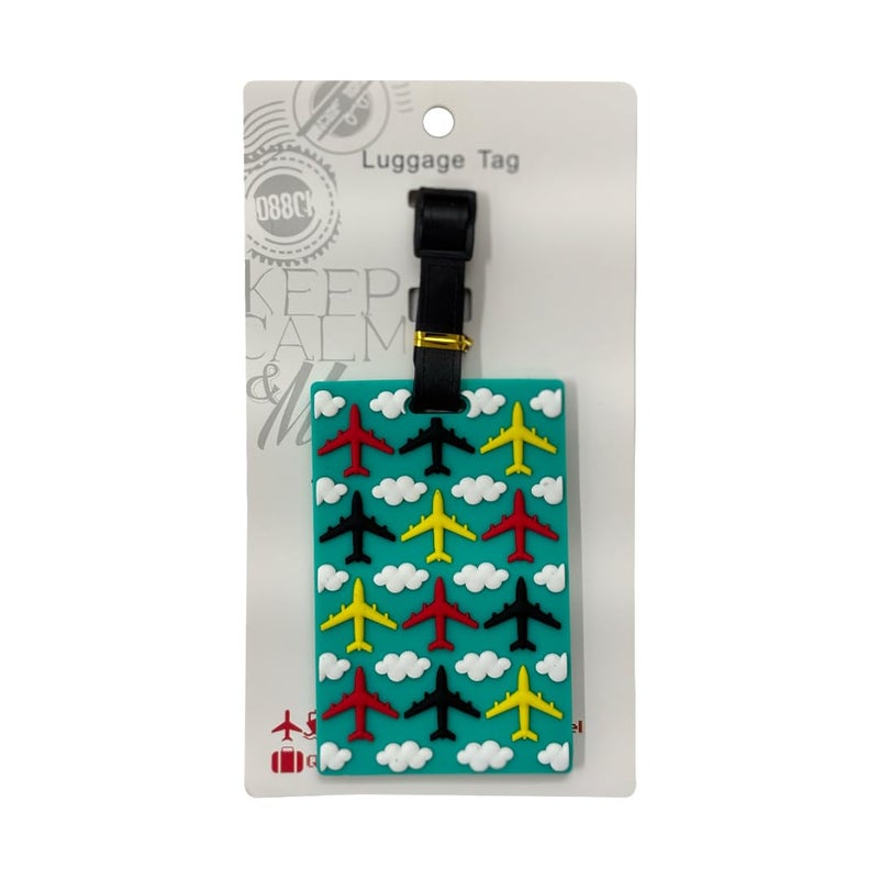 Eitheo بطاقات أمتعة للأطفال بطاقات أمتعة مع اسم وعنوان | بطاقات أمتعة سيليكون للحقائب، بطاقات لتحديد الحقائب/حقائب المدرسة ملصق ملون متعدد (طائرة سحاب)  - Image 4