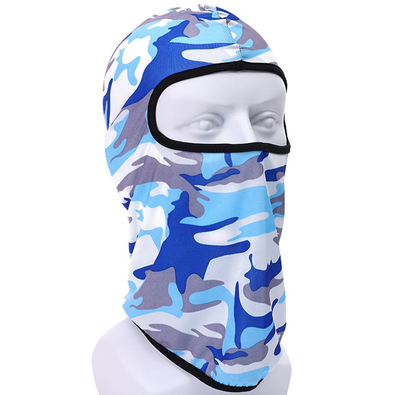 Generic Summer riding mask Ice Silk headgear sunscreen dustproof full face neck protection headgear bicycle electric car inner liner Cap TT-MC-05 camouflage light blue