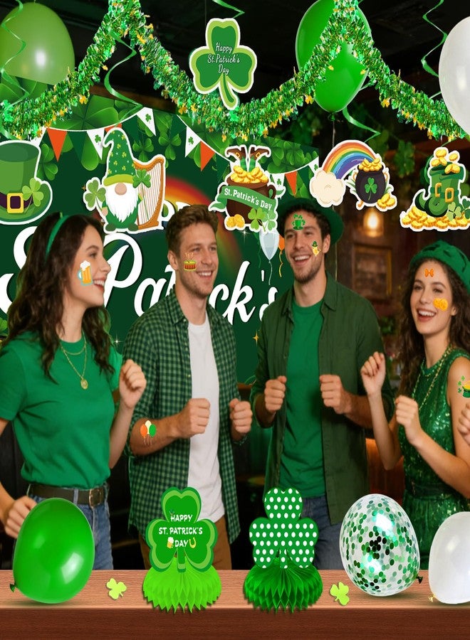 FINDRICH 40Pcs St Patricks Day Decorations, Happy St Patrick's Day Decorations Kit Includes Shamrock Backdrop Banner Paper Fan Balloon Hanging Swirls for Irish St. Patrick's Day Party Decor - Image 3