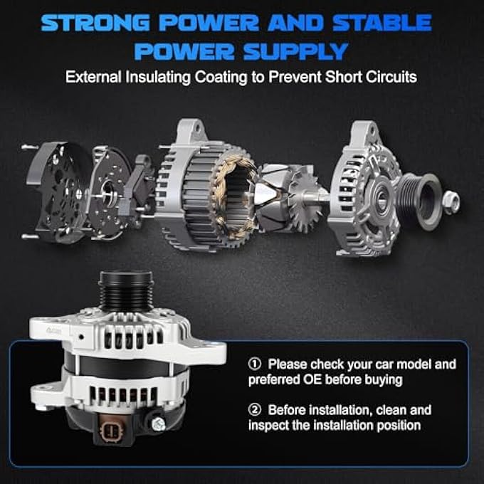 YOMALL Alternator 11385 for 2009 Corolla 1.8L, for 2010 Corolla 1.8L, for 2009 Vibe & 2010 Vibe 1.8L/2.4L, for 2009-2010 Matrix 1.8L, for 2009-2010 Matrix 2.4L - Image 5