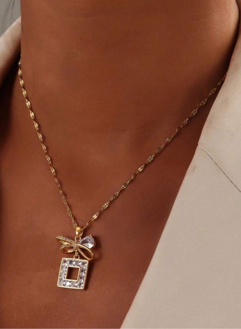 Equal Stainless Steel Gold Plated Necklace For Women - Image 1