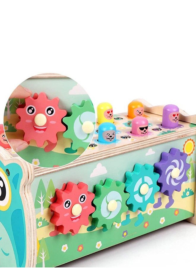 BAYBEE 3 In 1 Wooden Hammering Pounding Bench Toy For Kids With Xylophone Gears Hamster Hammer Toy Pounding Bench Montessori Preschool Early Learning Development Educational Activity Toys For Toddlers  - Image 5