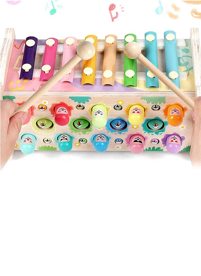 BAYBEE 3 In 1 Wooden Hammering Pounding Bench Toy For Kids With Xylophone Gears Hamster Hammer Toy Pounding Bench Montessori Preschool Early Learning Development Educational Activity Toys For Toddlers  - Image 2