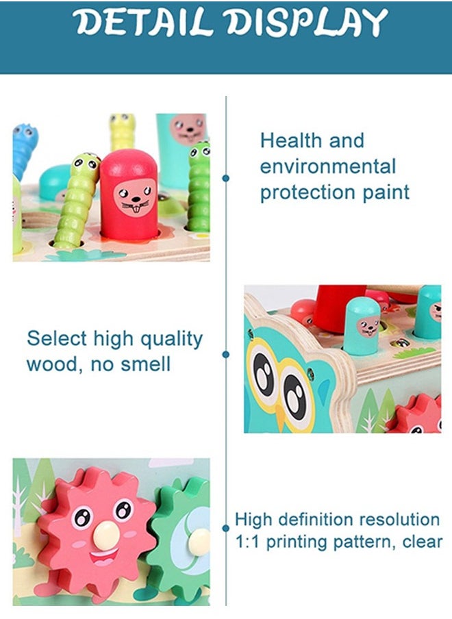 BAYBEE 3 In 1 Wooden Hammering Pounding Bench Toy For Kids With Xylophone Gears Hamster Hammer Toy Pounding Bench Montessori Preschool Early Learning Development Educational Activity Toys For Toddlers  - Image 4
