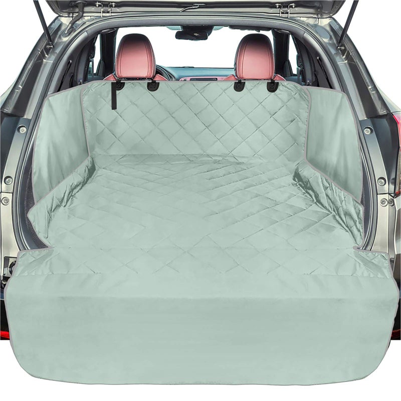 Fcolor SUV Cargo Liner for Dogs Waterproof Pet Cargo Liner with Side Flaps Comfort Dog Cargo Cover with Bumper Flap Scrachproof NonSlip Large Size Universal Fit SUVs Sedans Trunks Vans Grey