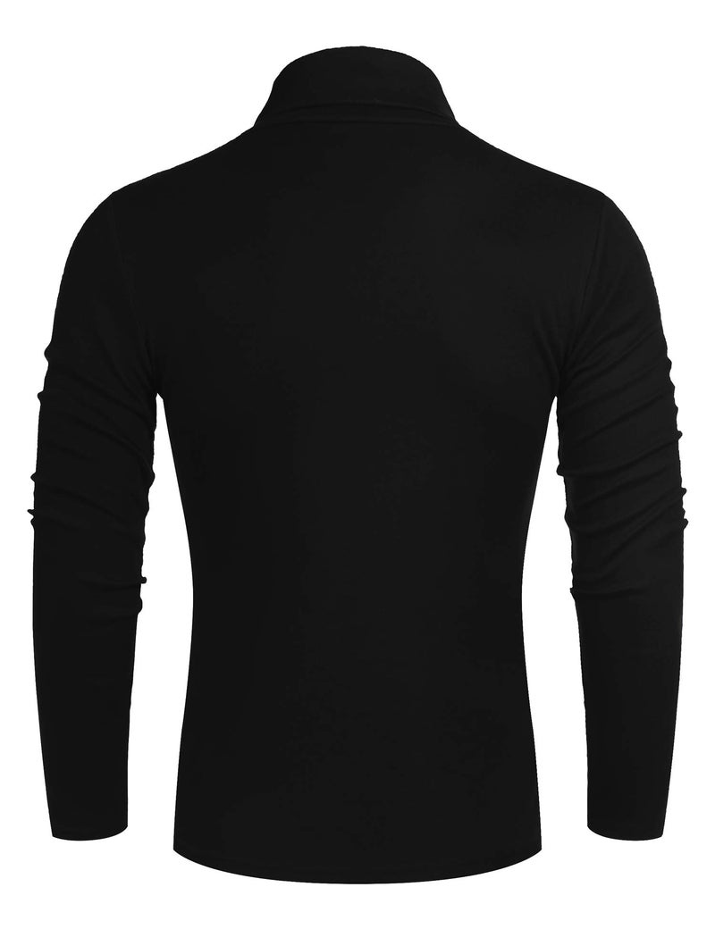 Poriff Men's Big & Tall Fashion Knitted Solid Turtleneck Trim Pullover Sweater Black XXL - Image 3