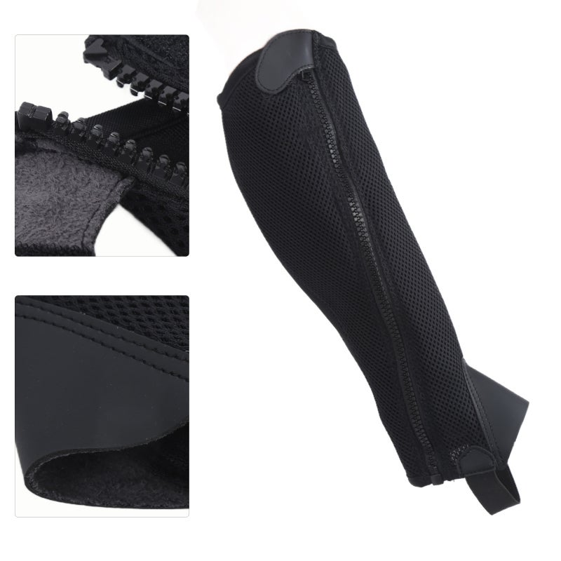 Children Half Chap: Faux Leather Surface Super Fiber Lining Full-Length Zipper - Close-Fitting Comfortable Design Protective Equestrian Half Chap for Kids Horse Riding - Image 4