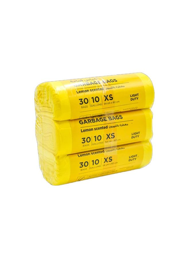 cleaning superstore Multi-Purpose Fragrance Scented Garbage Bag Roll for Garbage Bin/Dust Bin/Waste Basket/10 Gallons/30 Bags/54x60 cm/Lemon/Yellow (Pack Of 3) - Image 1