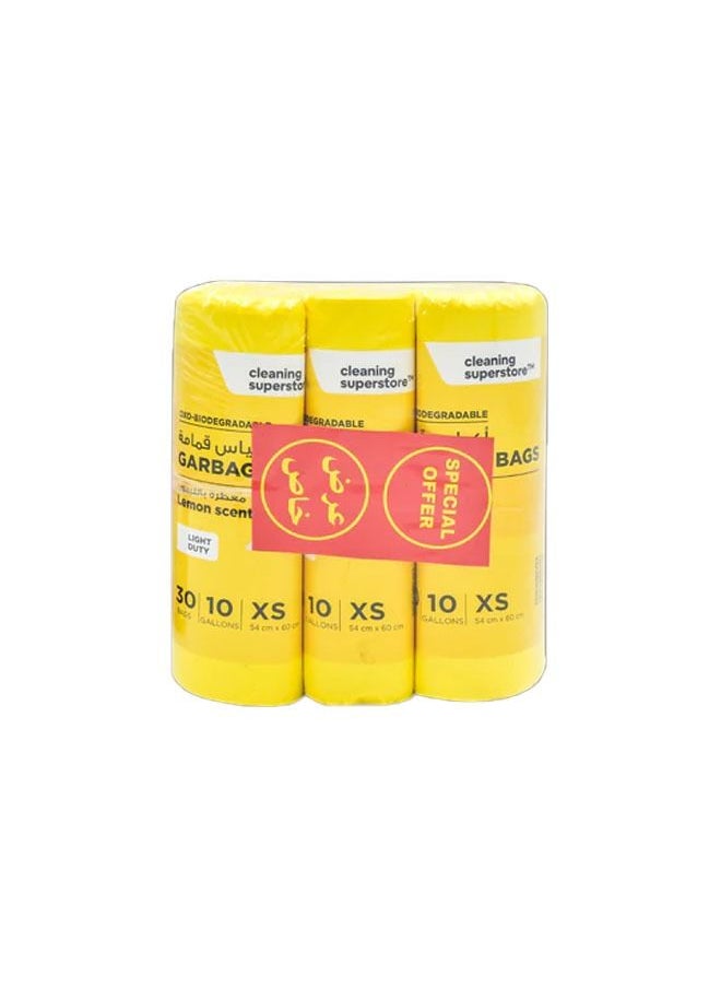 cleaning superstore Multi-Purpose Fragrance Scented Garbage Bag Roll for Garbage Bin/Dust Bin/Waste Basket/10 Gallons/30 Bags/54x60 cm/Lemon/Yellow (Pack Of 3)  - Image 2