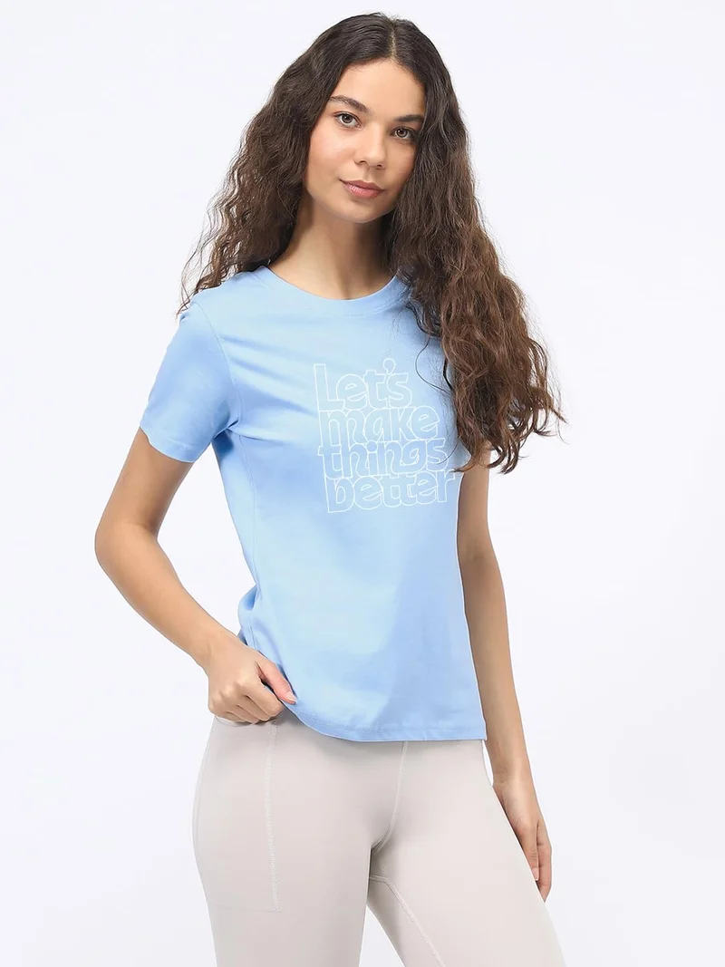 نوبيرو Graphic Print T-Shirt for Women in Blue