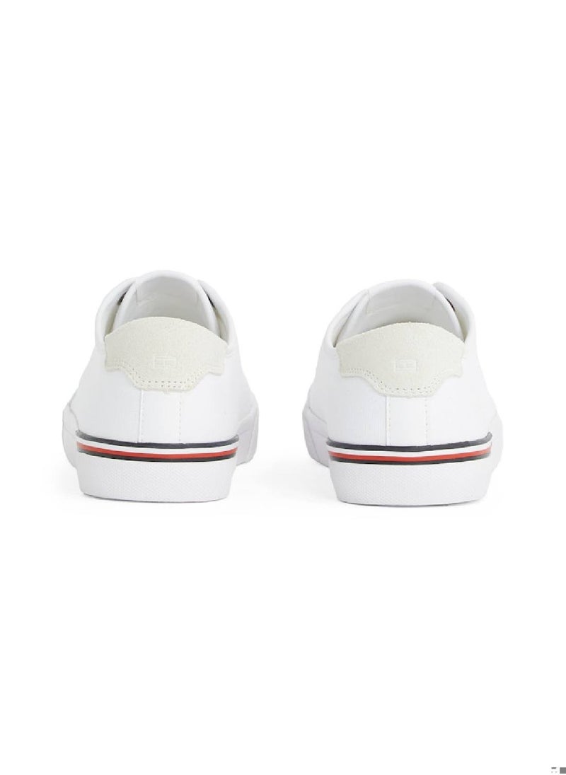TOMMY HILFIGER - Men's Contrast Texture Logo Patch Trainers - Cotton, White - Image 1