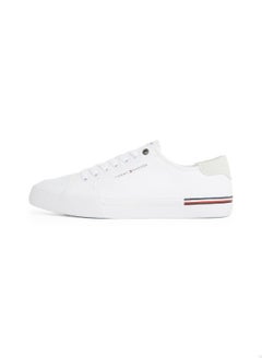 TOMMY HILFIGER Men's Contrast Texture Logo Patch Trainers - Cotton, White  - Image 5