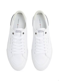 TOMMY HILFIGER Men's Contrast Texture Logo Patch Trainers - Cotton, White  - Image 4
