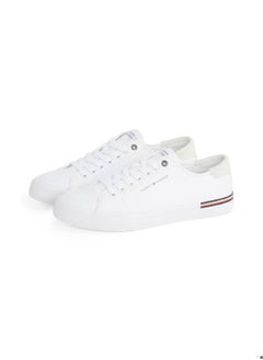 TOMMY HILFIGER Men's Contrast Texture Logo Patch Trainers - Cotton, White  - Image 2