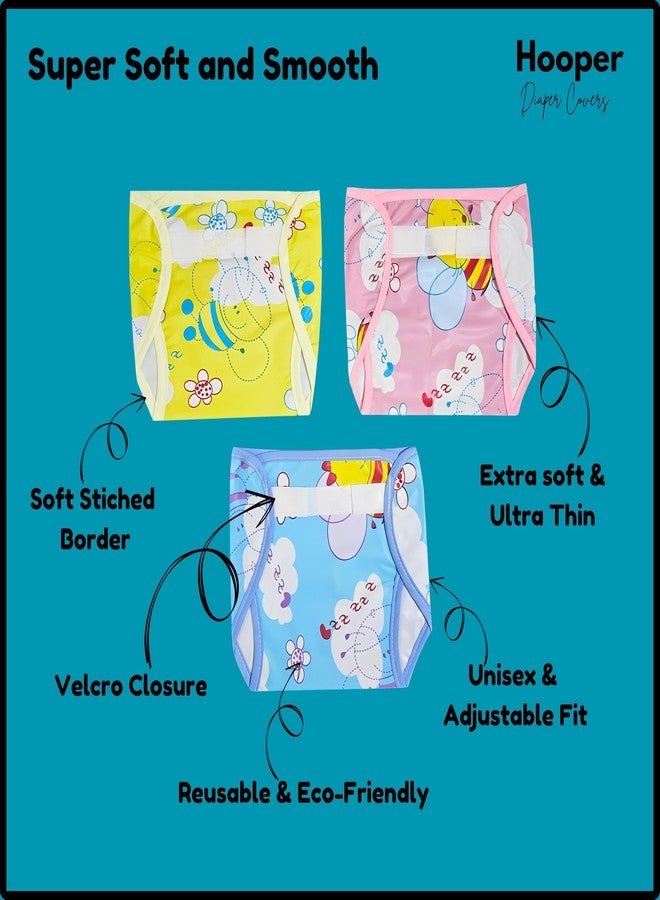 Hooper Baby & Toddler Diaper Covers for 0-3 Years | Washabale, Reusable, Waterproof & Adjustable Nappy Cover | Ultra Soft, and Thin | Unisex Designs, Pack of 6 (Size XL) - Image 4