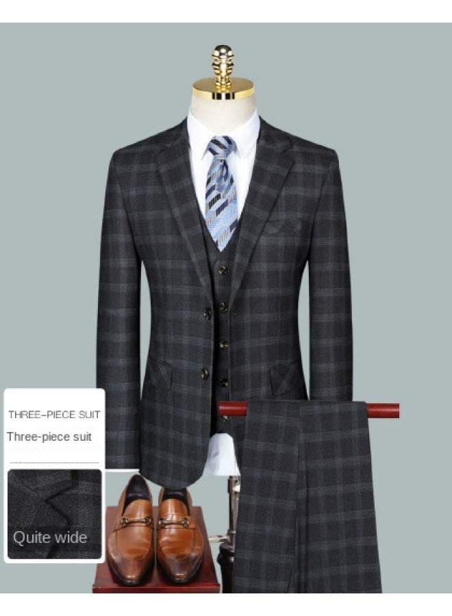 ROMON Jacket + Pants + Vest】men's Suit Set For Wedding, Casual Formal Wear, Groom And Groomsmen Business Suit - Image 1