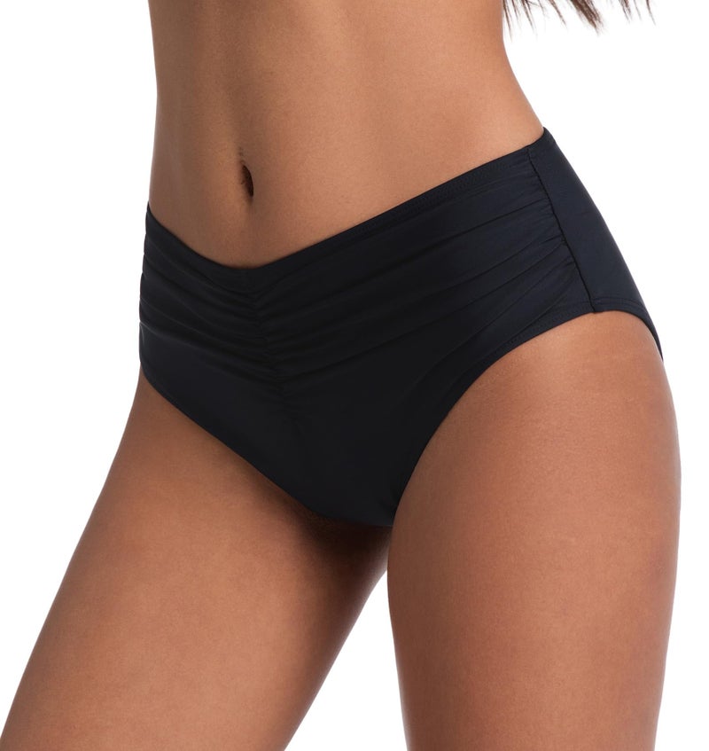 COCOPEAR Mid Rise Bathing Suit Bottoms for Women Ruched Tummy Control Swim Bottoms Full Coverage Bikini Bottoms for Women Black S - Image 4