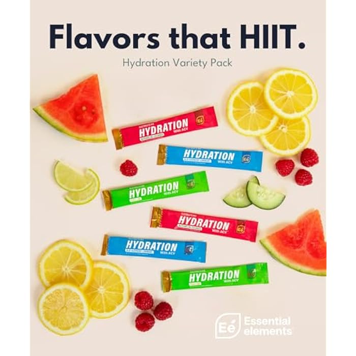 Essential Elements حزم ترطيب العناصر الأساسية - حزمة متنوعة - مسحوق إلكتروليتات خالي من السكر - 15 عبوة من مسحوق الإلكتروليتات بدون سكر - مشروب ترطيب - مع خل التفاح وفيتامين C - Image 4