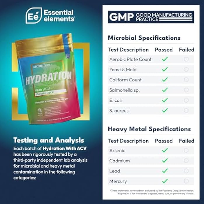 Essential Elements حزم ترطيب العناصر الأساسية - حزمة متنوعة - مسحوق إلكتروليتات خالي من السكر - 15 عبوة من مسحوق الإلكتروليتات بدون سكر - مشروب ترطيب - مع خل التفاح وفيتامين C - Image 2