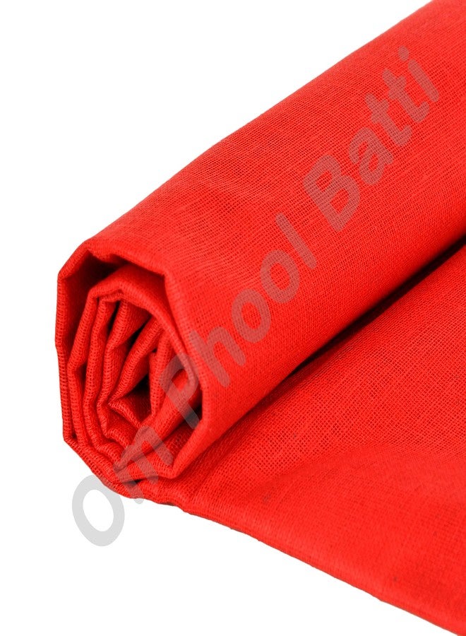 Om Phool Batti قماش Om Phool Batti القطني لبوجا، أو قماش Mandir Asana Altar، أو Puja Ka Kapda أو Pooja (عبوة من قطعة واحدة، أحمر) - Image 3