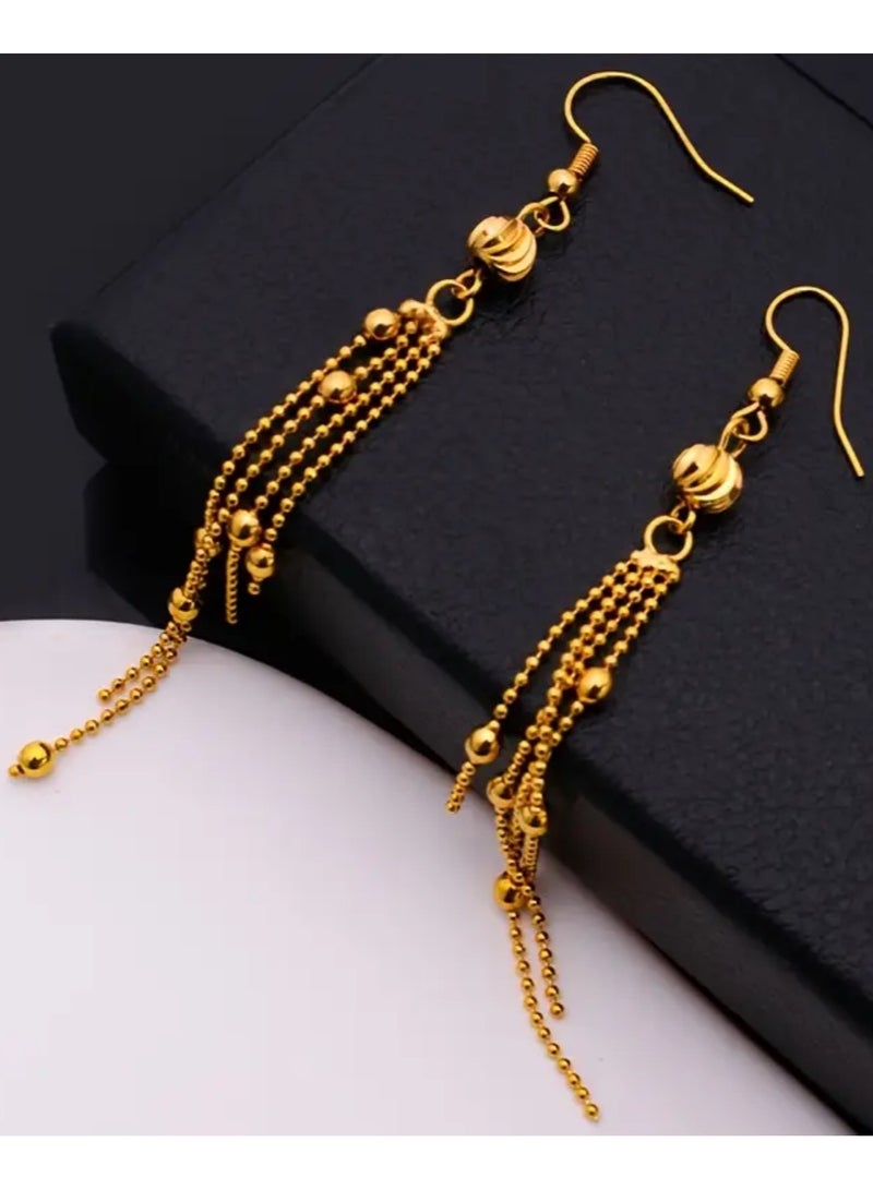 GOLDMAX Elegant 21k Gold Plated Drop Earrings For Women - Image 4