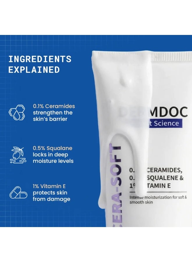 Dermdoc Cera-Soft Body Lotion 200 ml | Ceramide & Squalane Moisturizer for Normal to Dry Skin | With 0.1% Ceramides, 0.5% Squalane & 1% Vitamin E | Deep Moisturisation, Long-Lasting Hydration | Non-Greasy Body Lotion for Smooth, Soft & Healthy Skin - Image 4